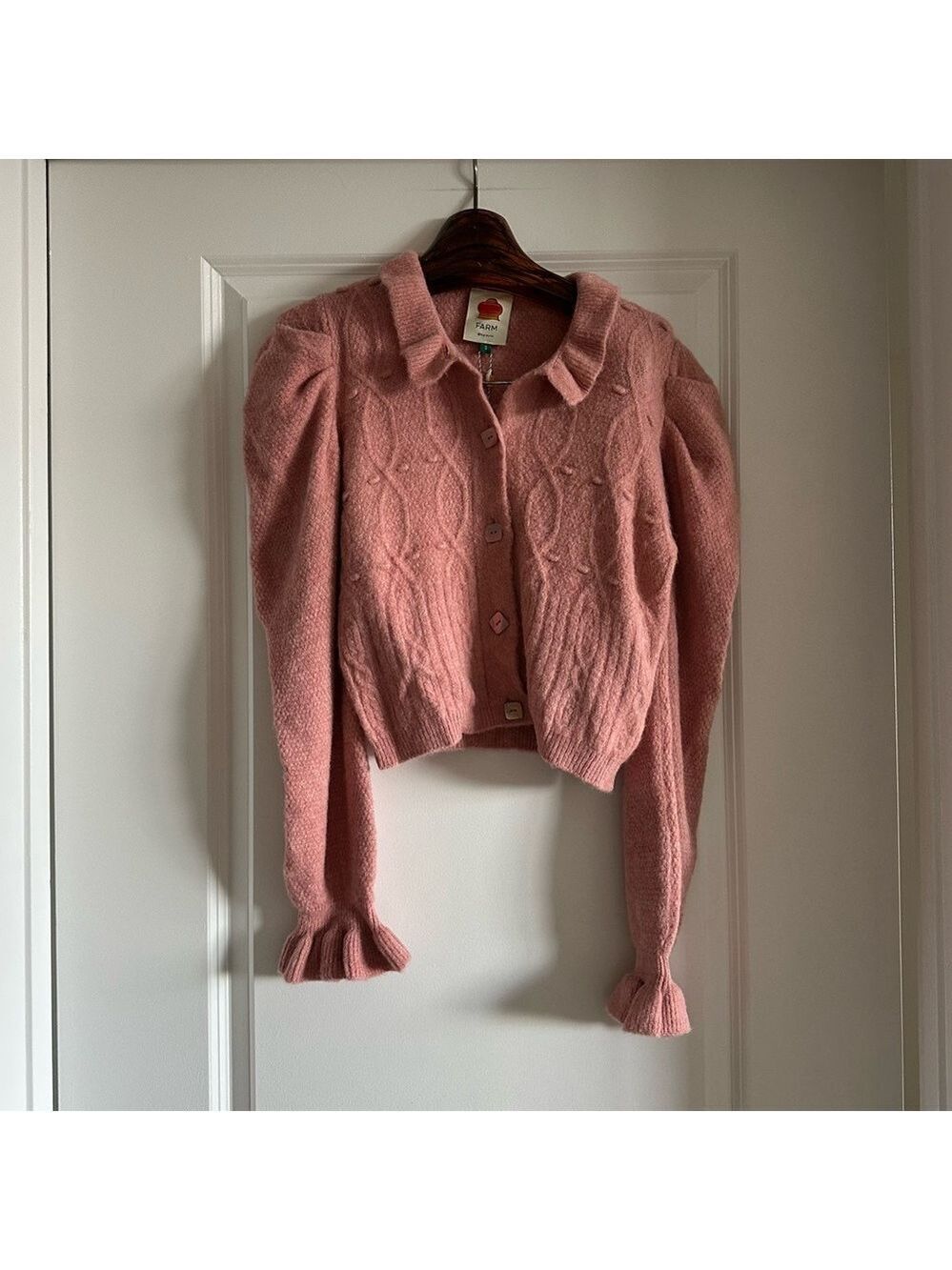 Farm Rio Light Pink Ruffle Knit Cardigan - Picture 4 of 9